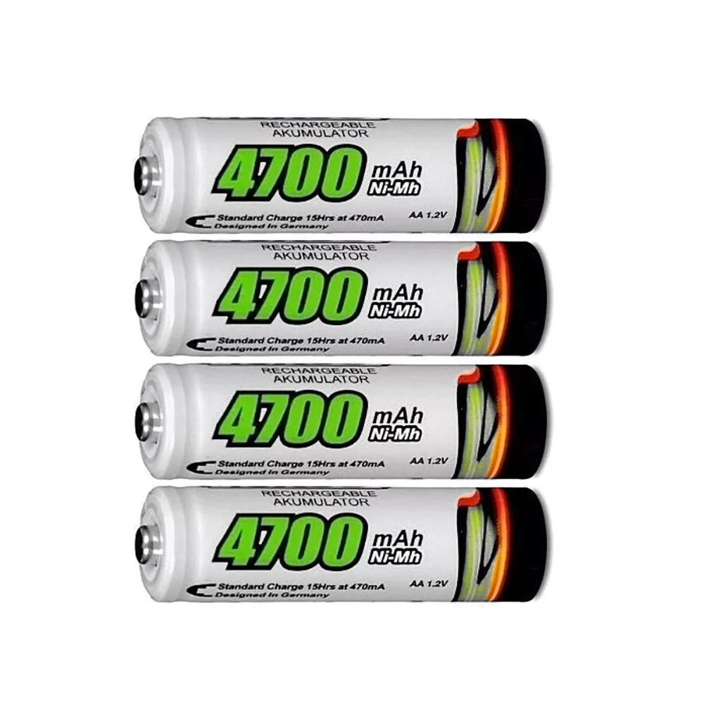 4 Pilhas Bateria  Recarregáveis AA 4700 Mah Durável