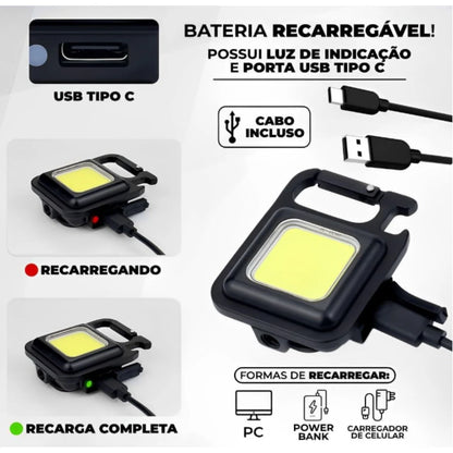 Mini Lanterna Com Led 4 Modos de Luz 4 Funções