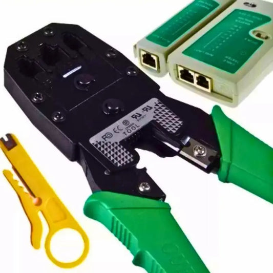 Kit Alicate Descascador Crimpagem com Testador Cabo de Rede
