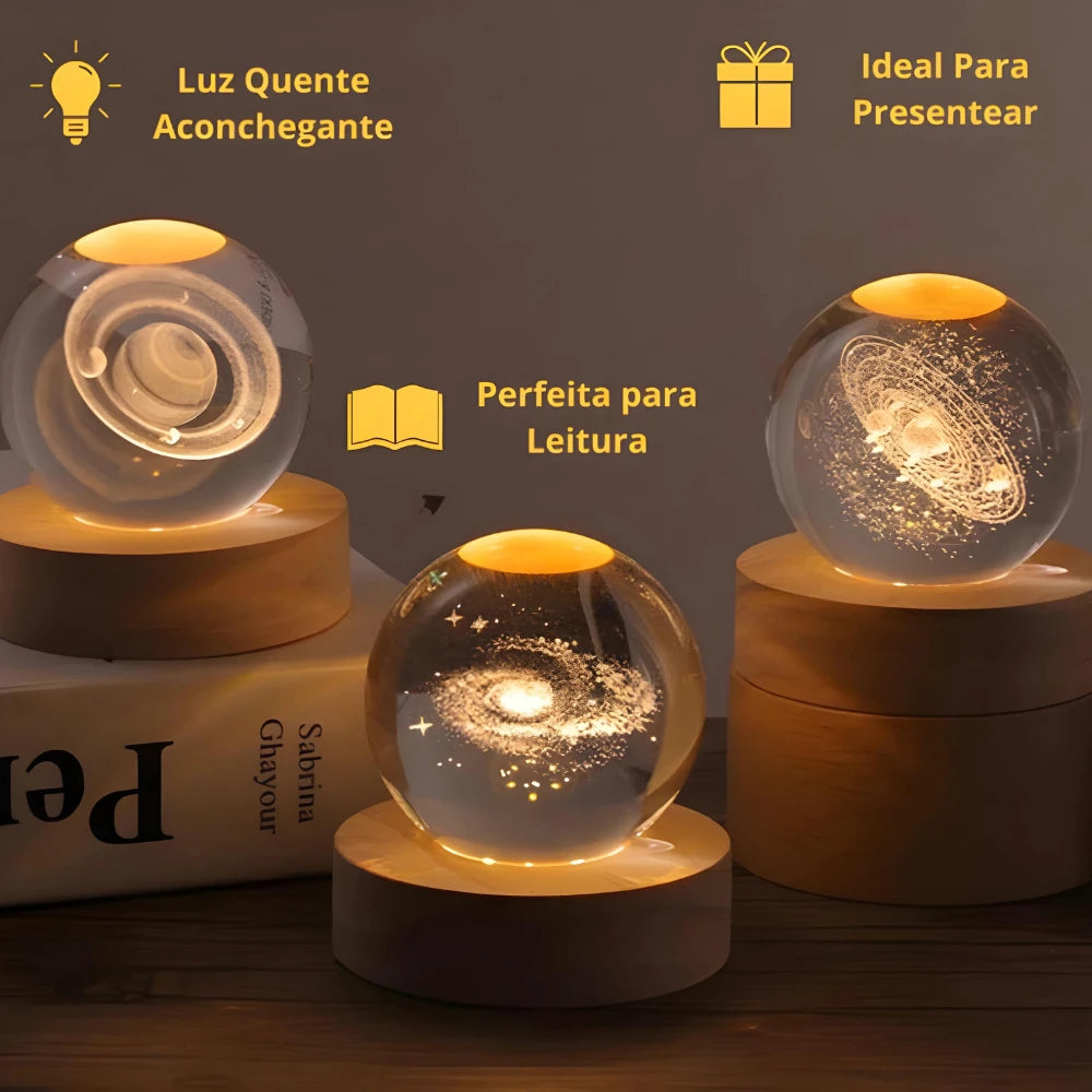 Luminária Criativa Bola de Cristal Galáxia com LED