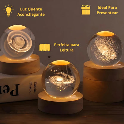 Luminária Criativa Bola de Cristal Galáxia com LED