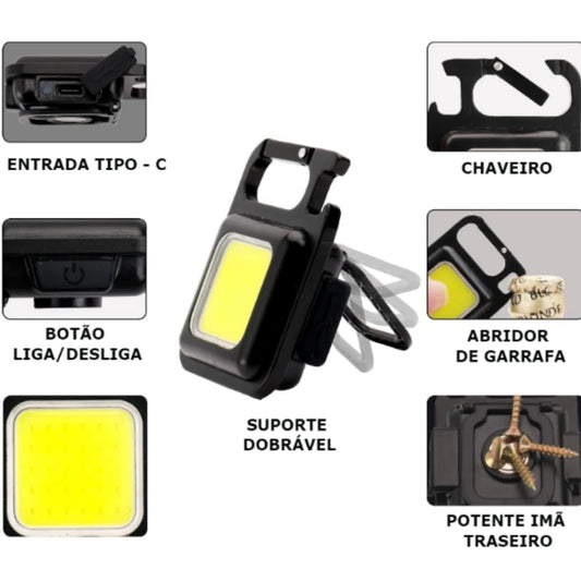 Mini Lanterna Com Led 4 Modos de Luz 4 Funções