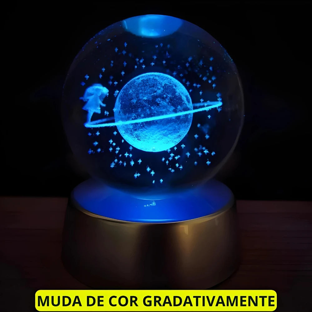Luminária Criativa Bola de Cristal Galáxia com LED