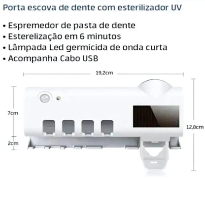 Esterilizador UV Automático para Escova de Dentes com Dispenser de Creme Dental
