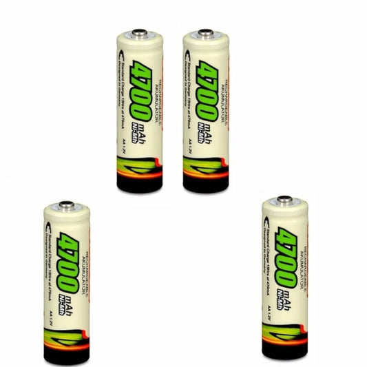 4 Pilhas Bateria  Recarregáveis AA 4700 Mah Durável