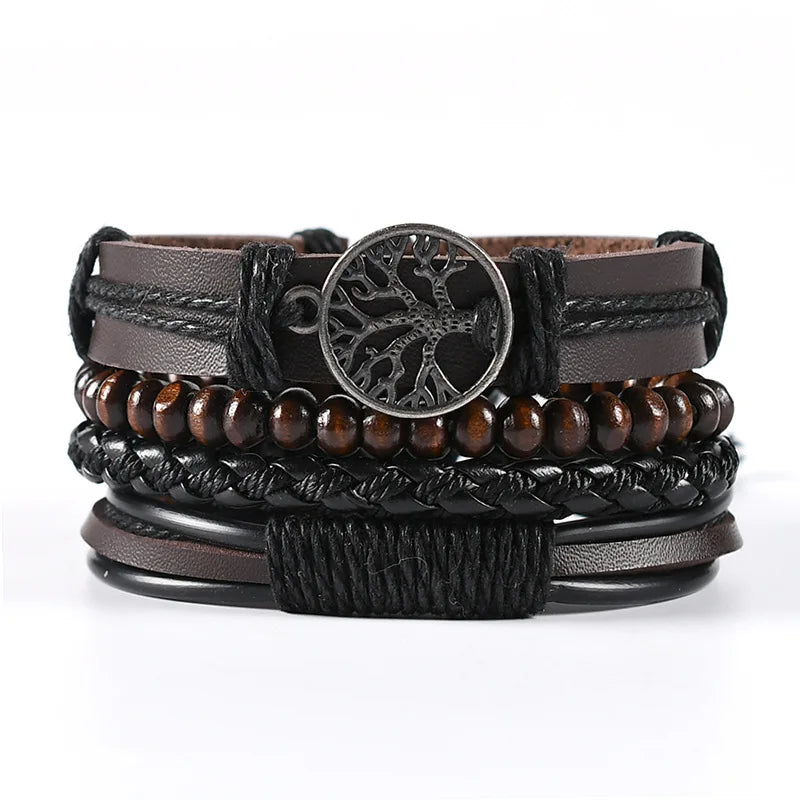 Pulseiras de Couro para Homens Vintage