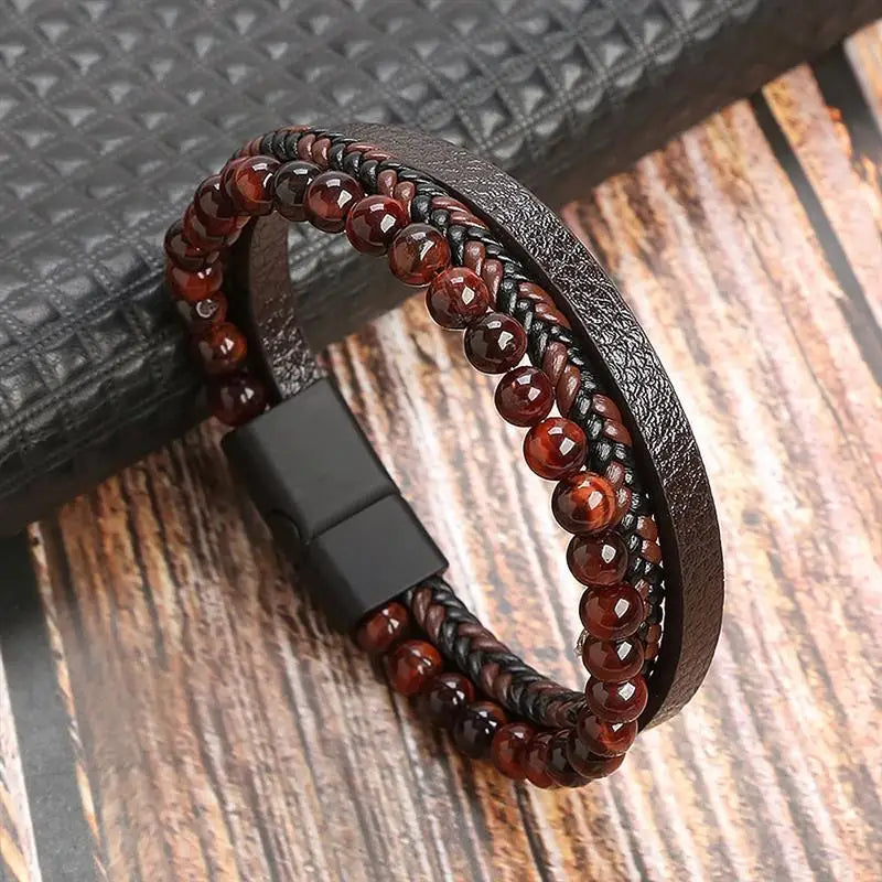 Pulseira de couro masculina clássica