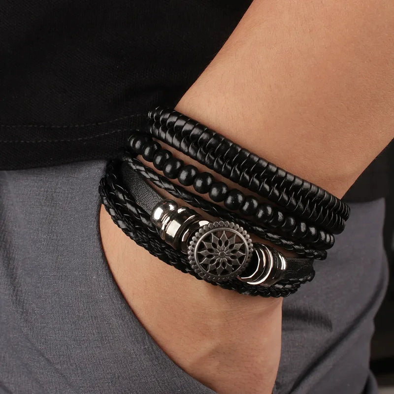 Pulseiras de couro para homens Vintage 2