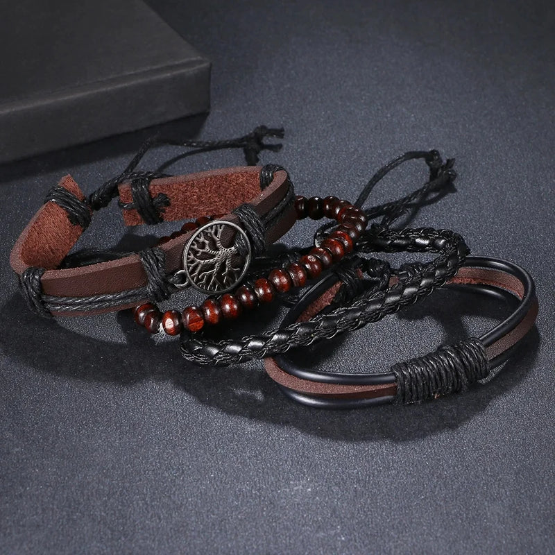 Pulseiras de couro para homens Vintage 2