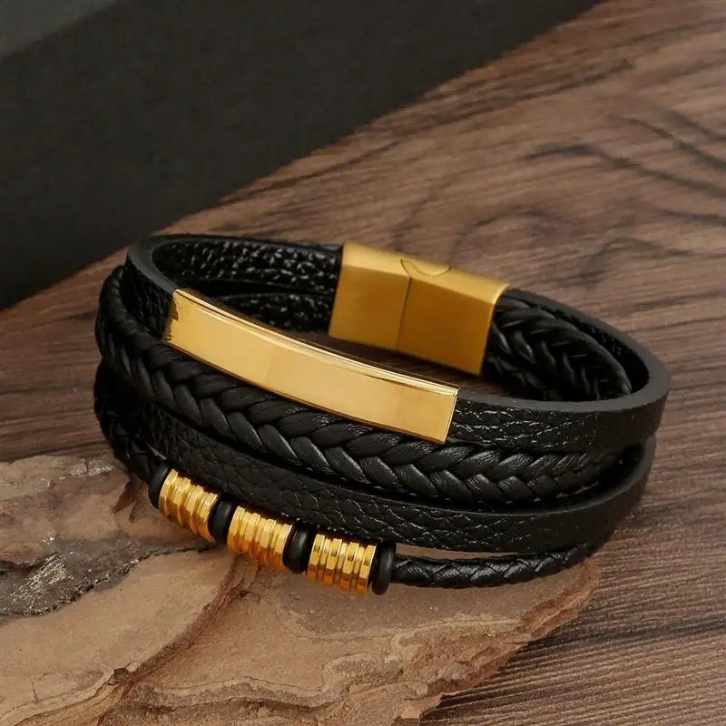 Pulseira de couro masculina clássica