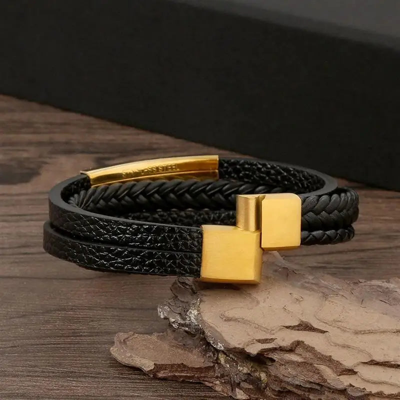 Pulseira de couro masculina clássica