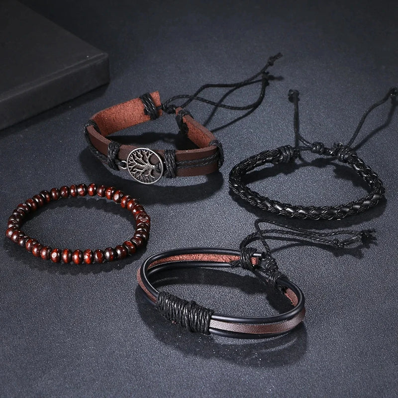 Pulseiras de couro para homens Vintage 2