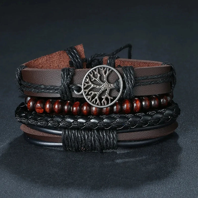 Pulseiras de couro para homens Vintage 2