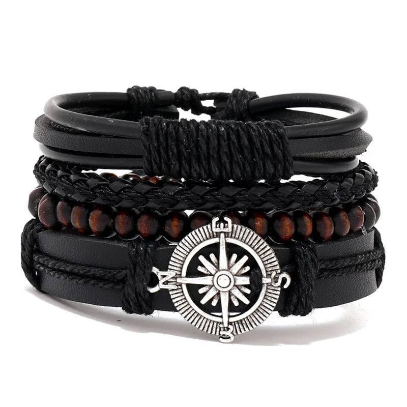 Pulseiras de Couro para Homens Vintage