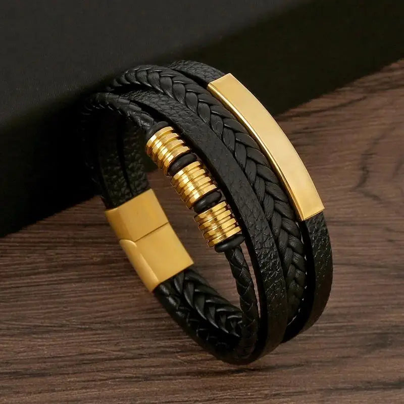 Pulseira de couro masculina clássica